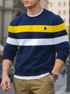 Moletom Masculino Listrado Gola Careca Casual Esportivo