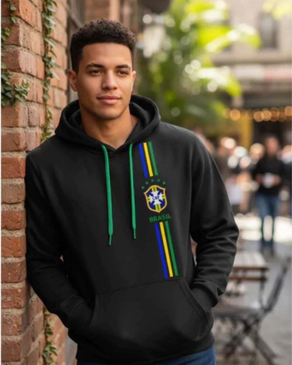 Moletom Canguru Brasil Vertical Streetwear Masculino