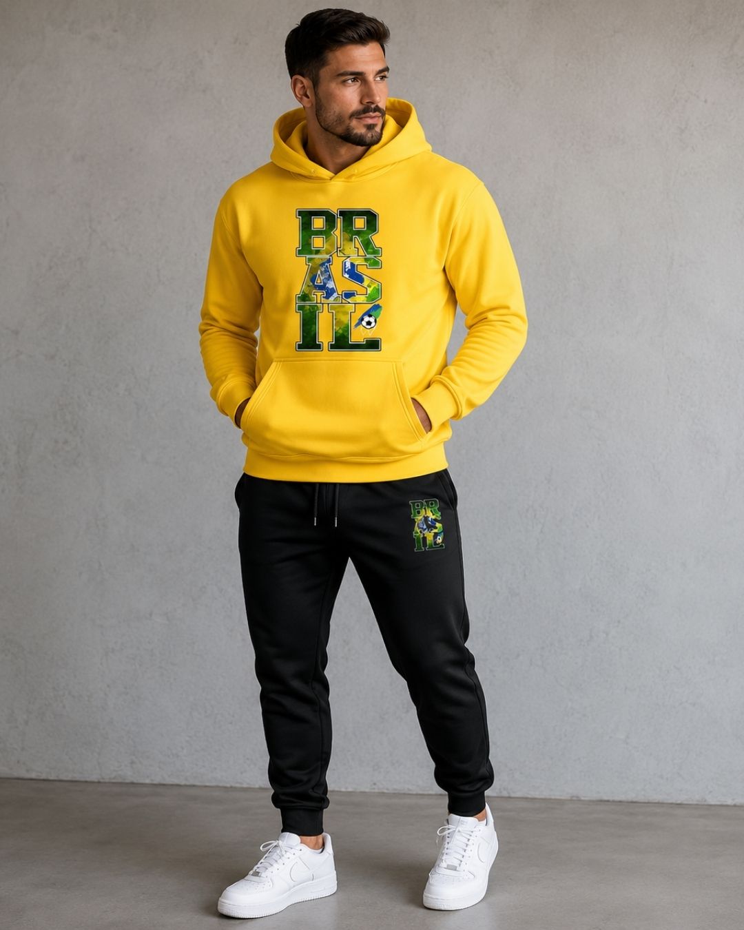 Conjunto Moletom Brasil Streetwear Casual Masculino