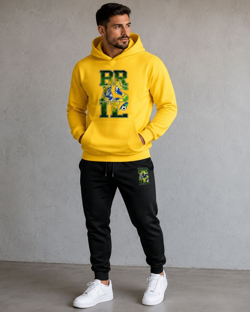 Conjunto Moletom Brasil Streetwear Casual Masculino