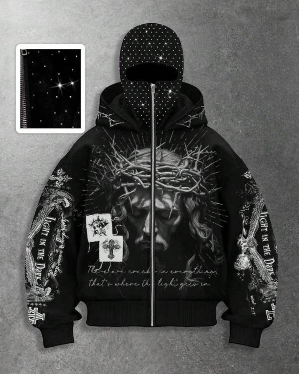 Moletom Jesus Crown Estilo Gothic Streetwear Térmico