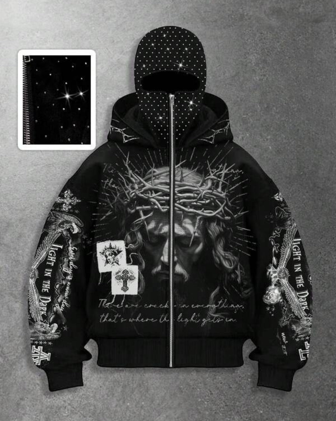 Moletom Jesus Crown Estilo Gothic Streetwear Térmico