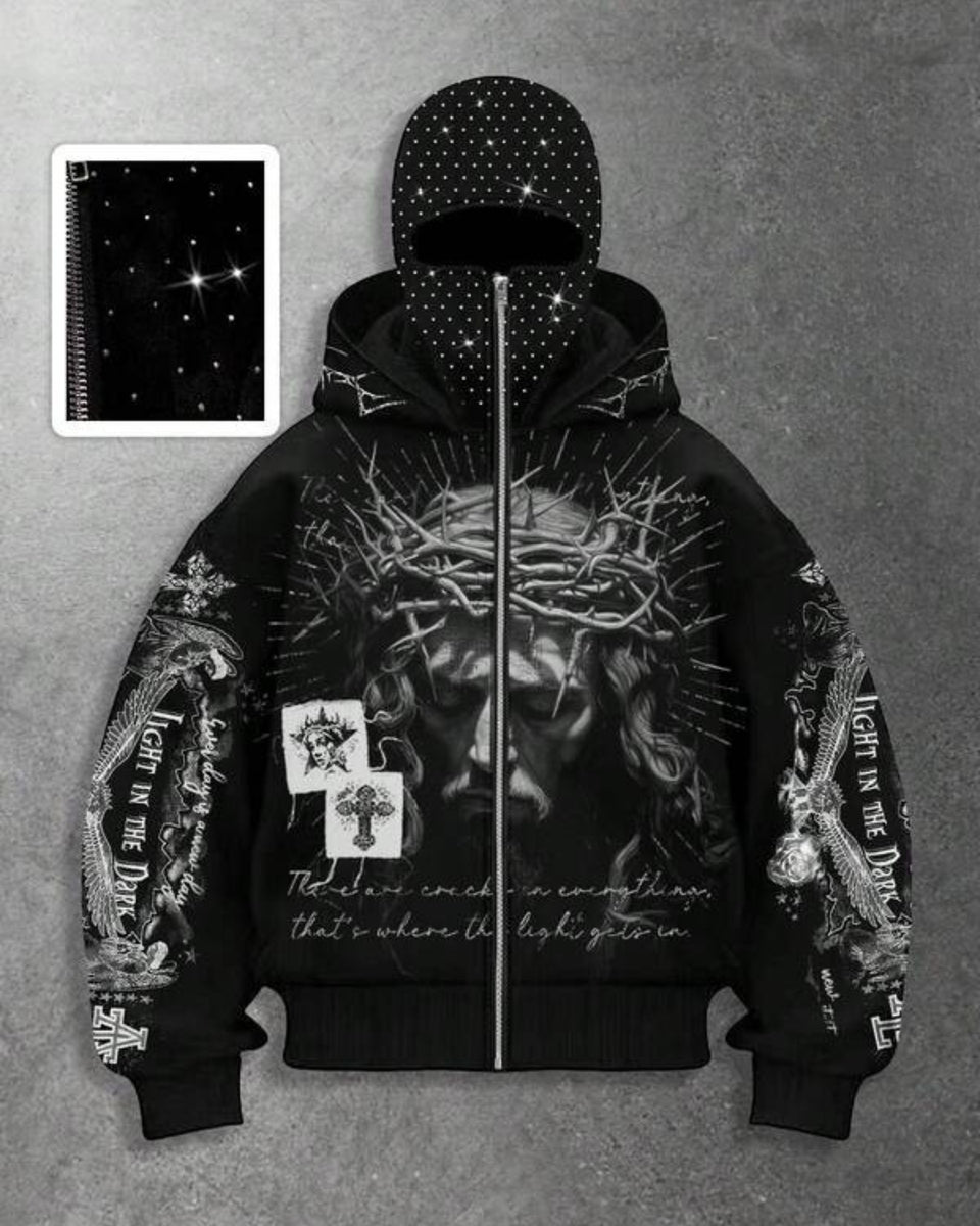 Moletom Jesus Crown Estilo Gothic Streetwear Térmico