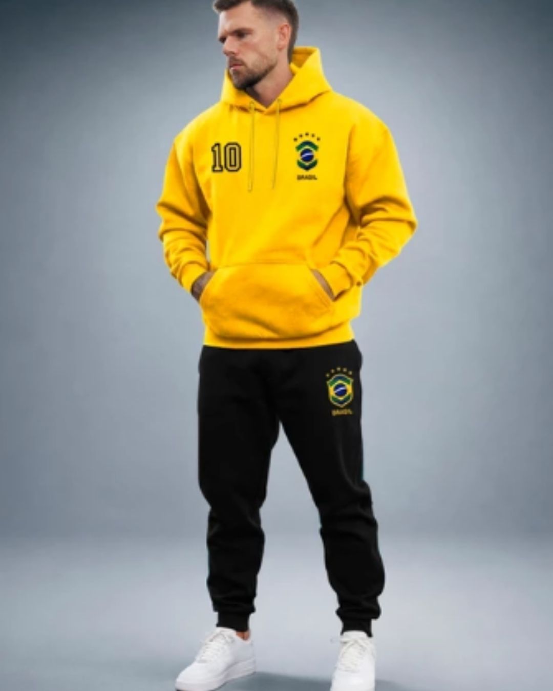 Conjunto Moletom Canguru Brasil Camisa 10 Streetwear