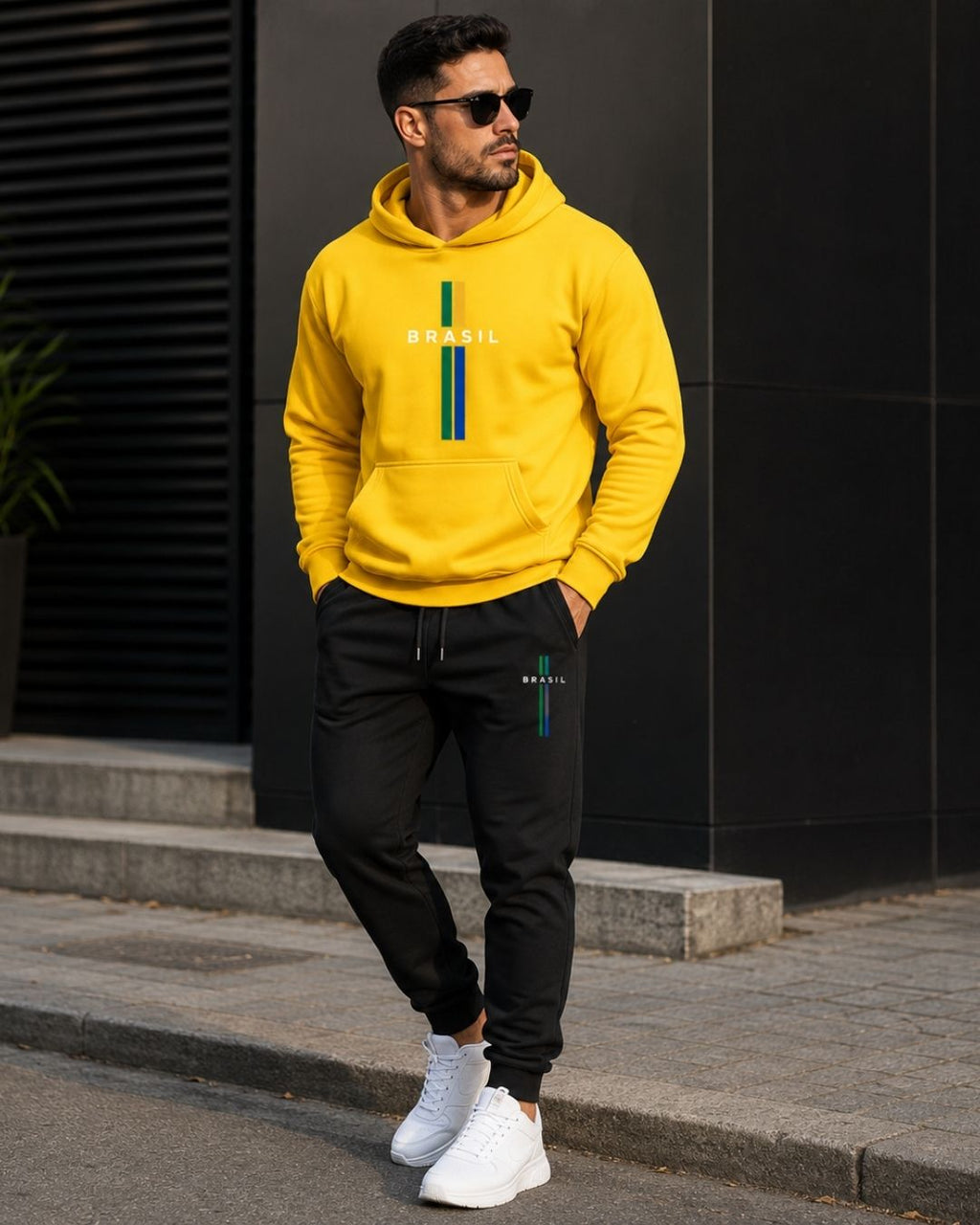 Conjunto Moletom Brasil Minimalista Streetwear Masculino