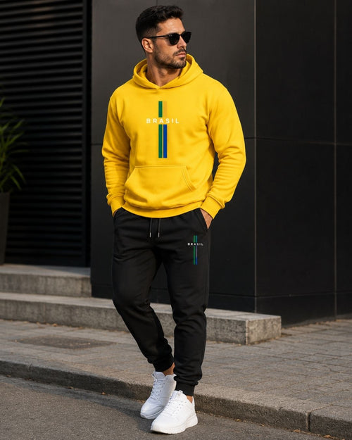Conjunto Moletom Brasil Minimalista Streetwear Masculino