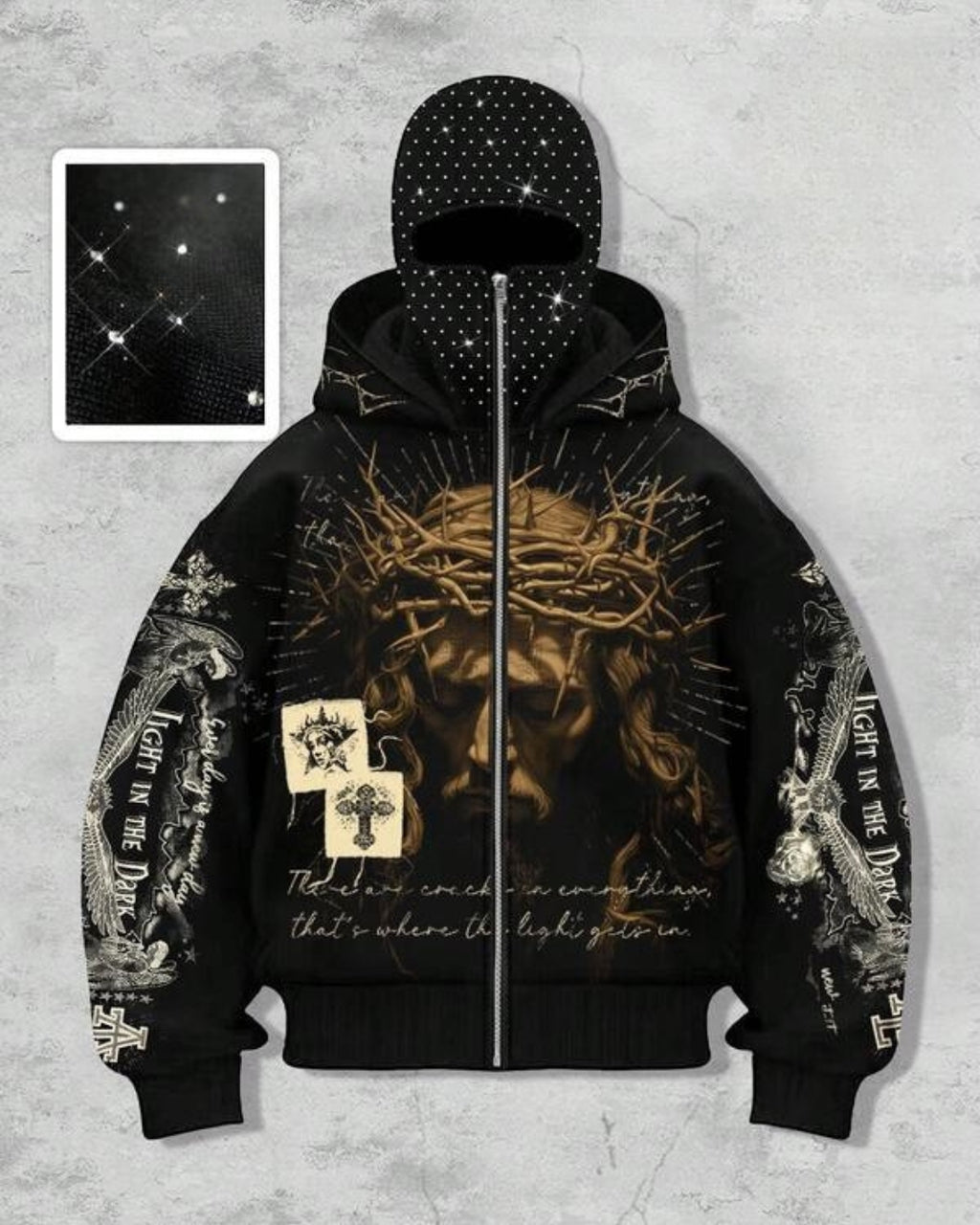 Moletom Jesus Crown Estilo Gothic Streetwear Térmico