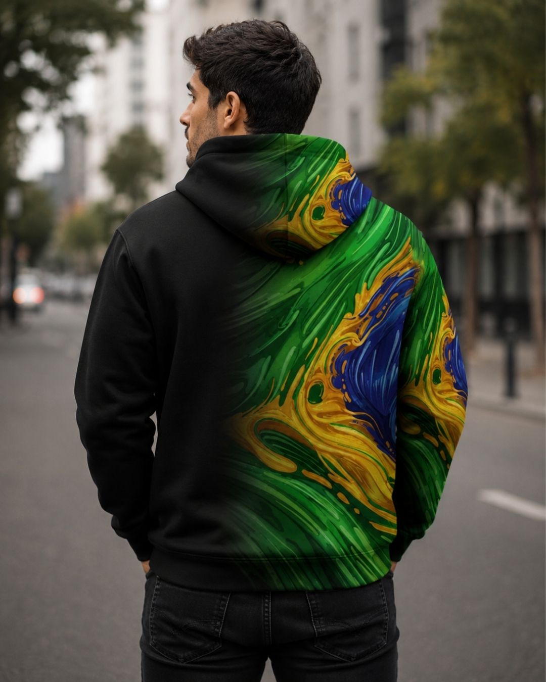 Moletom Canguru Brasil Abstract Streetwear Masculino