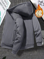 Moletom Felpado Com Zíper E Capuz Estilo Casual Térmico