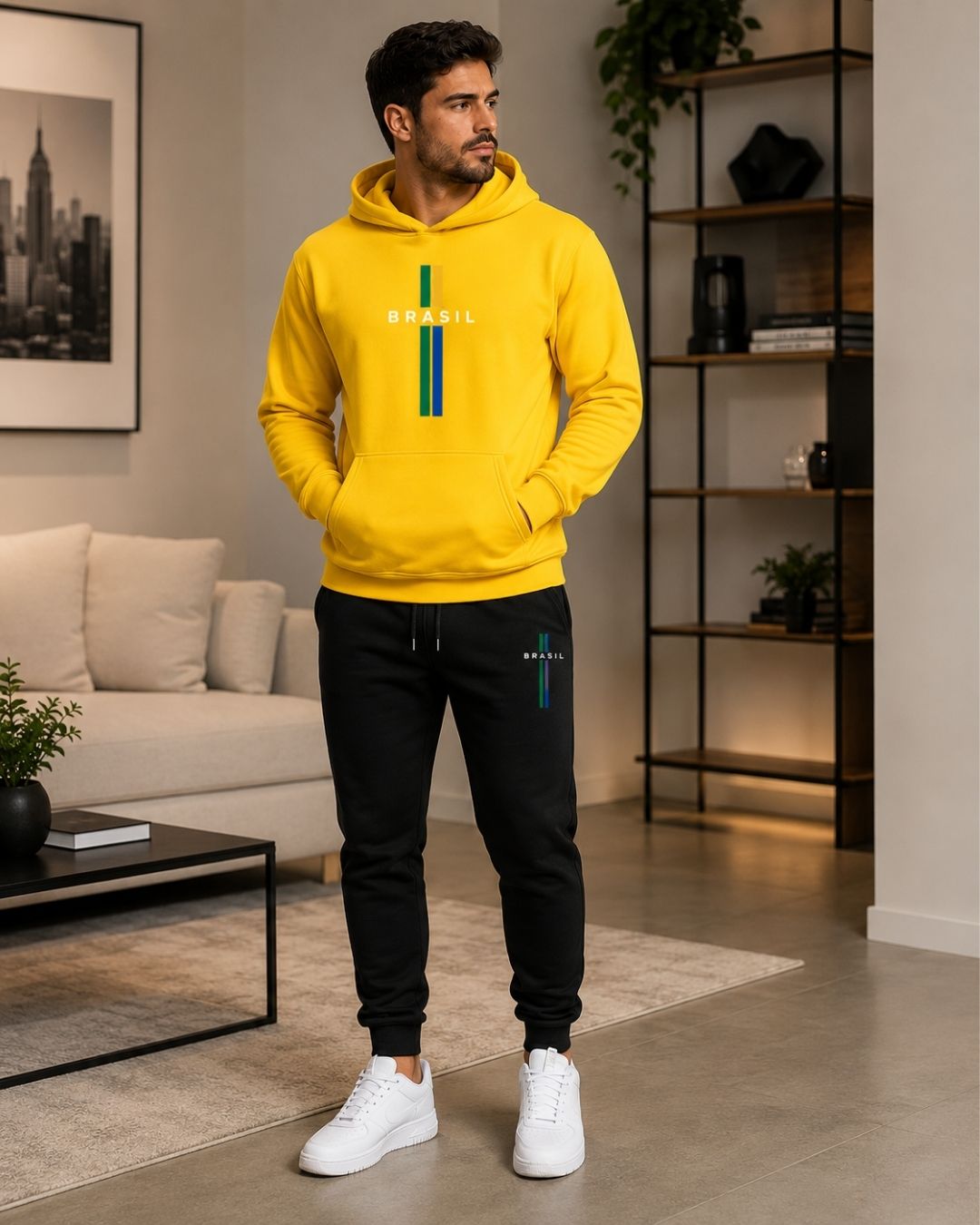 Conjunto Moletom Brasil Minimalista Streetwear Masculino