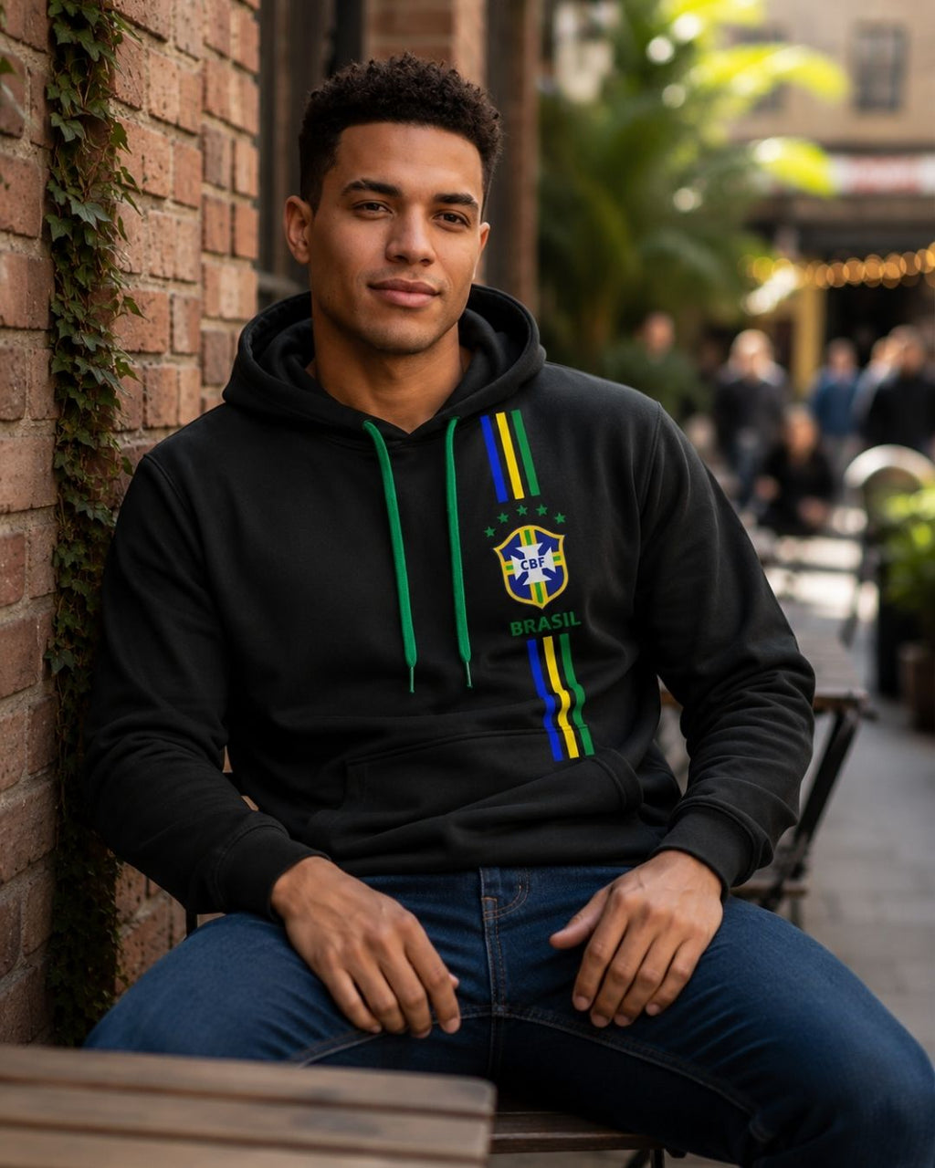 Moletom Canguru Brasil Vertical Streetwear Masculino