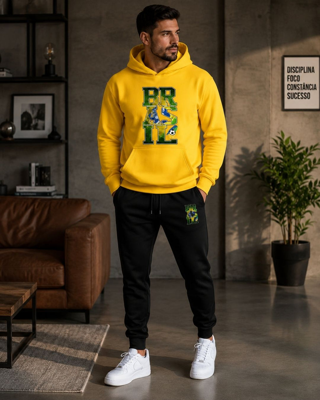Conjunto Moletom Brasil Streetwear Casual Masculino