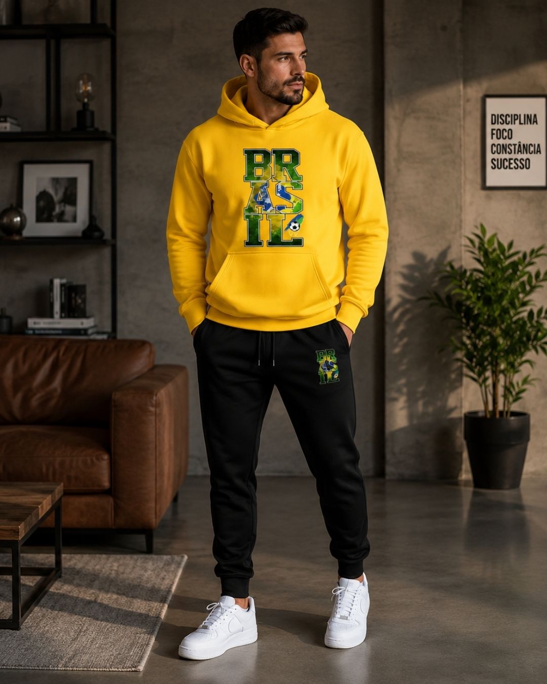 Conjunto Moletom Brasil Streetwear Casual Masculino