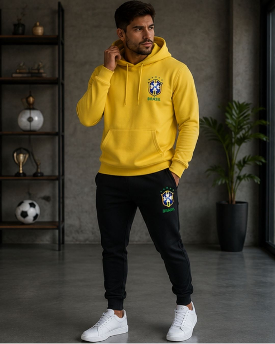 Conjunto Moletom Brasil Cristo Streetwear Masculino