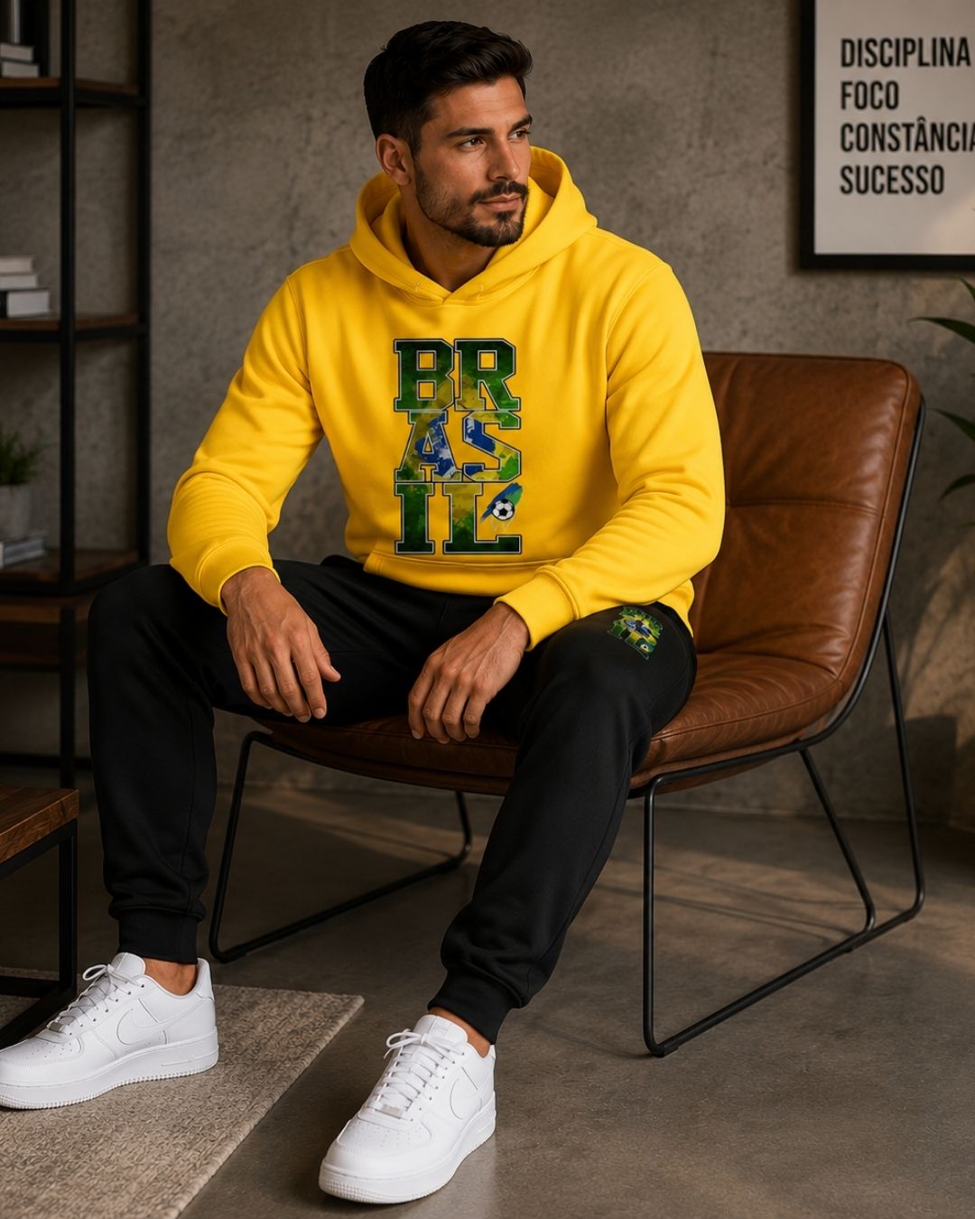 Conjunto Moletom Brasil Streetwear Casual Masculino
