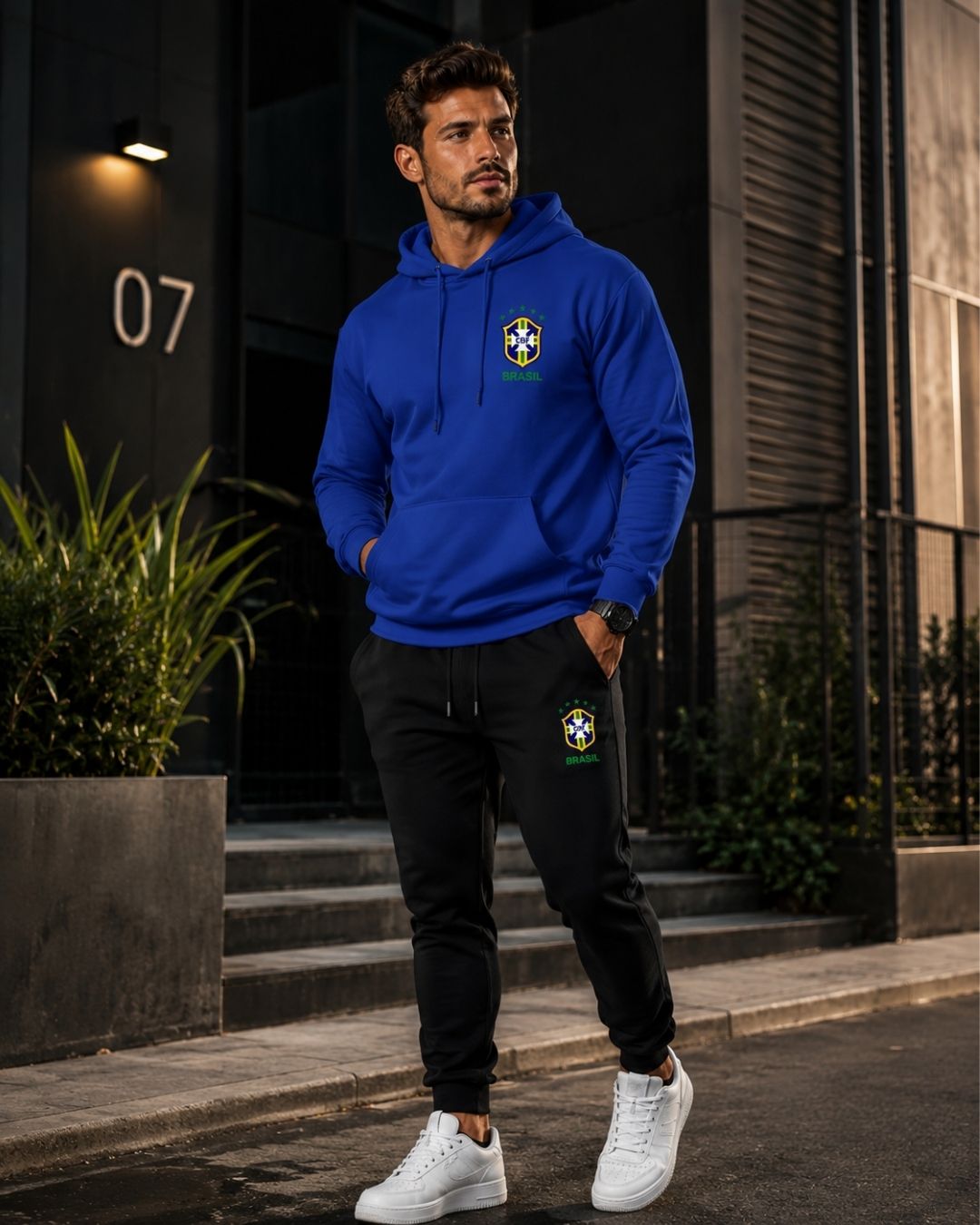 Conjunto Moletom Brasil Cristo Streetwear Masculino