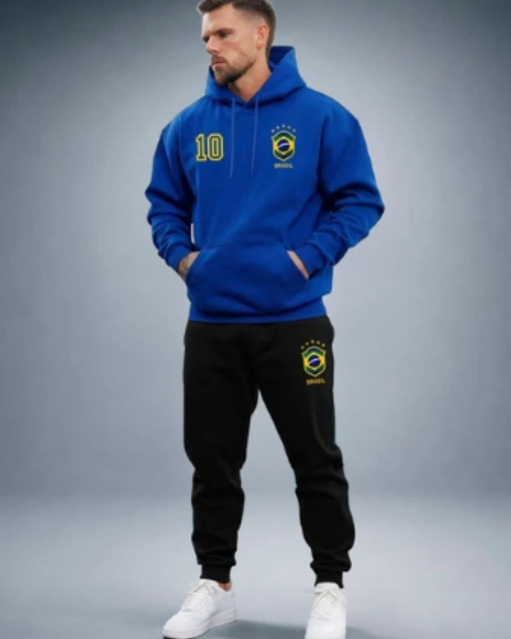 Conjunto Moletom Canguru Brasil Camisa 10 Streetwear