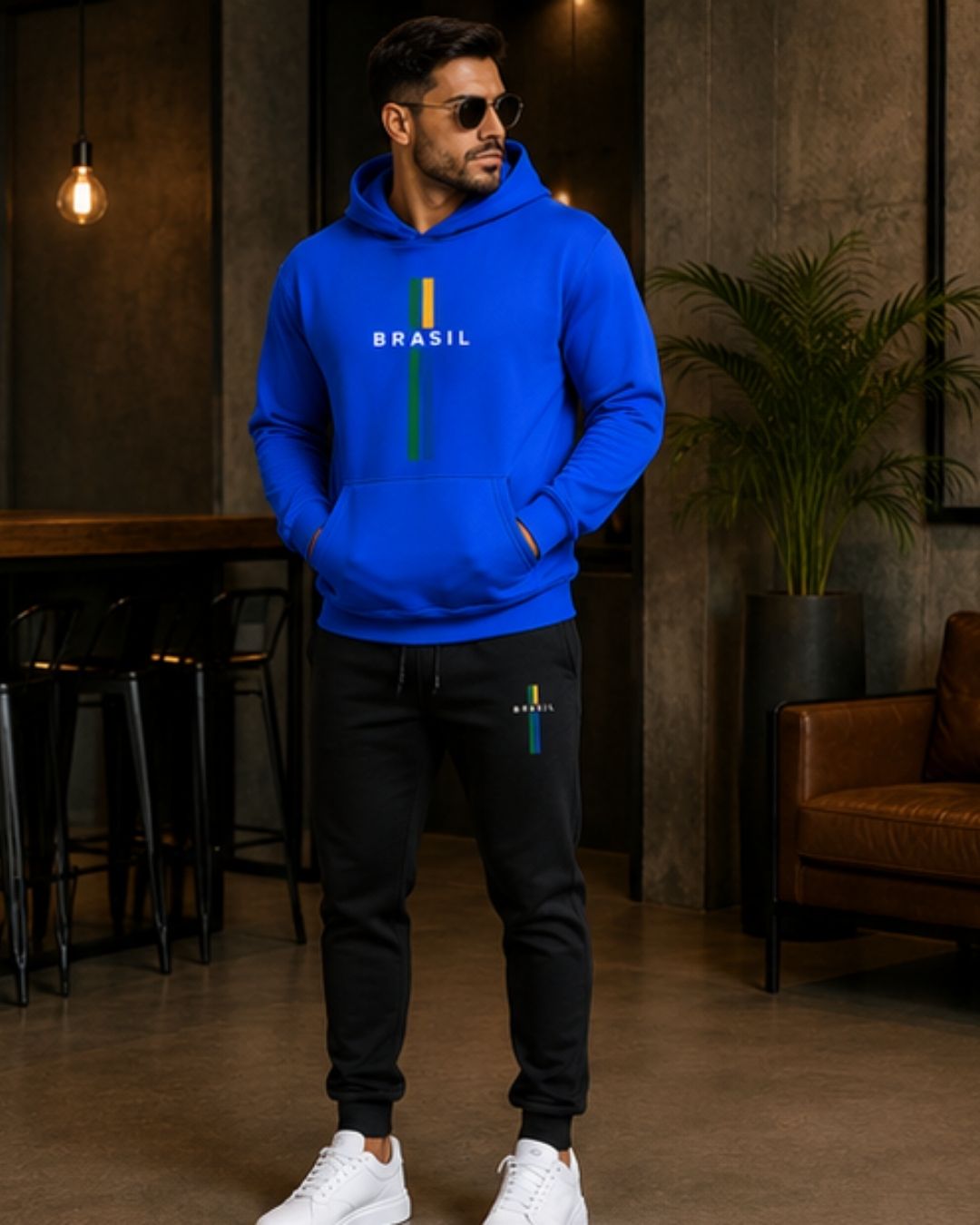 Conjunto Moletom Brasil Minimalista Streetwear Masculino