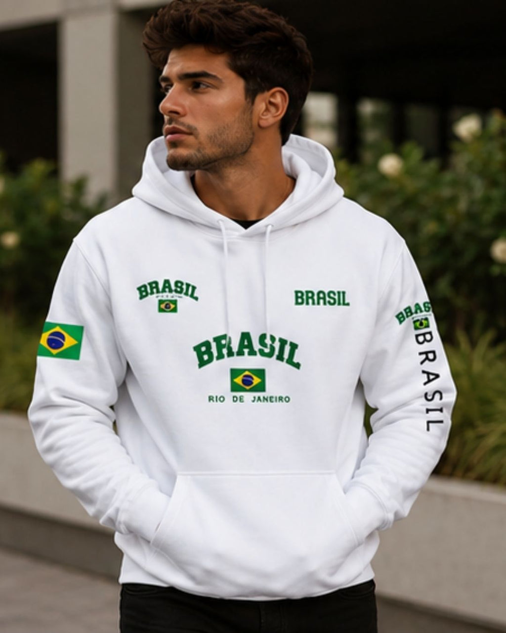 Moletom Canguru Brasil Rio Streetwear Masculino