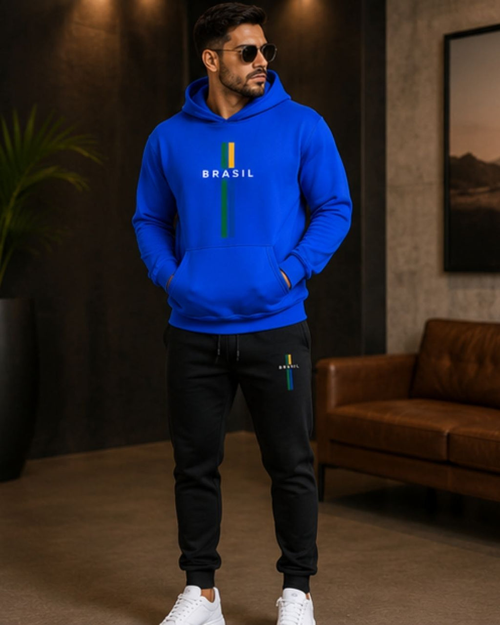Conjunto Moletom Brasil Minimalista Streetwear Masculino