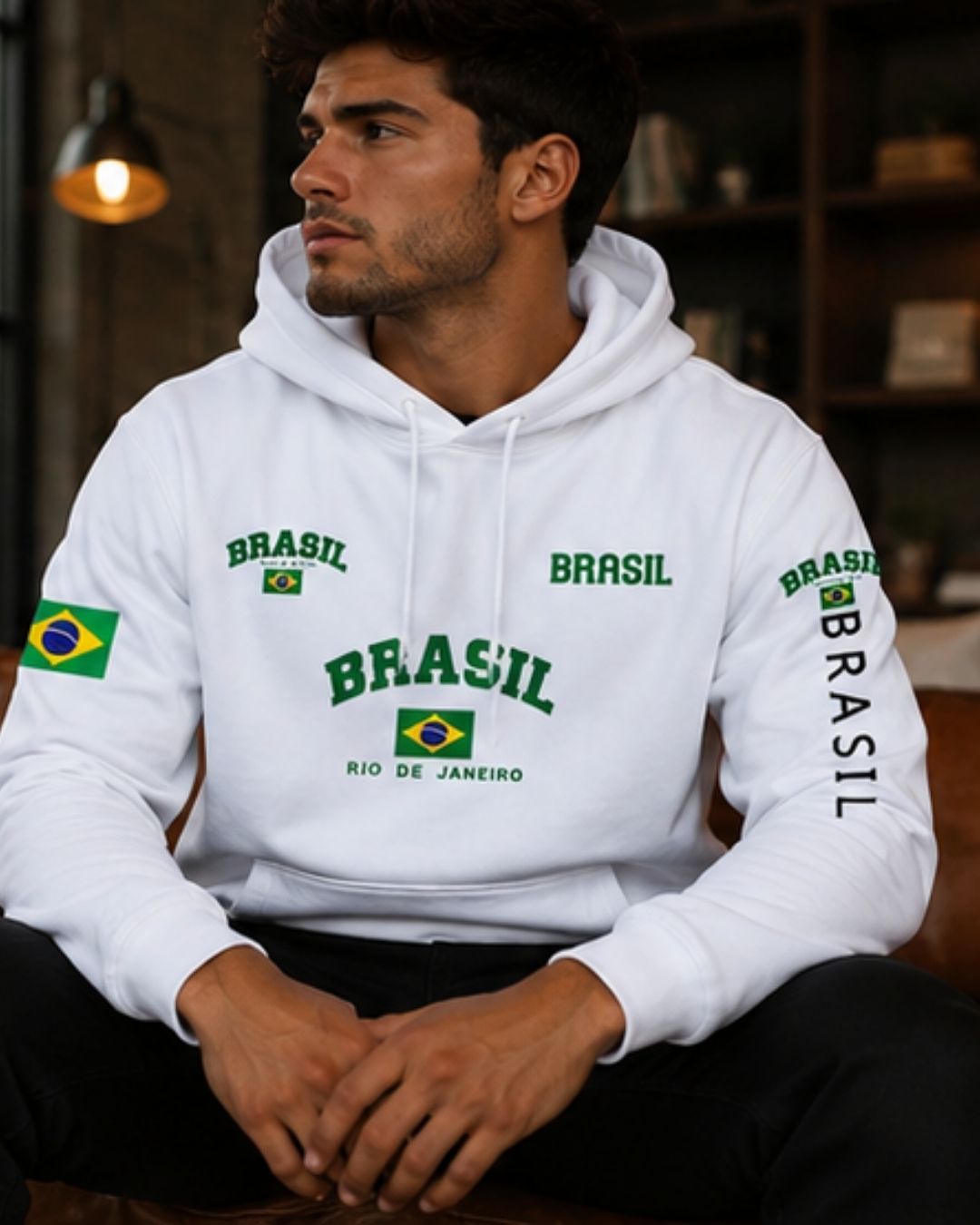 Moletom Canguru Brasil Rio Streetwear Masculino