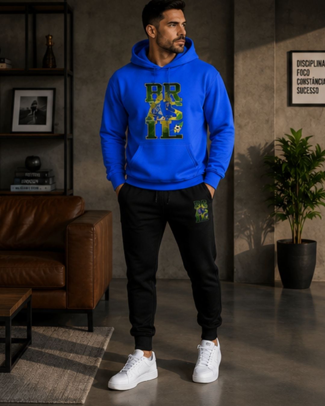 Conjunto Moletom Brasil Streetwear Casual Masculino