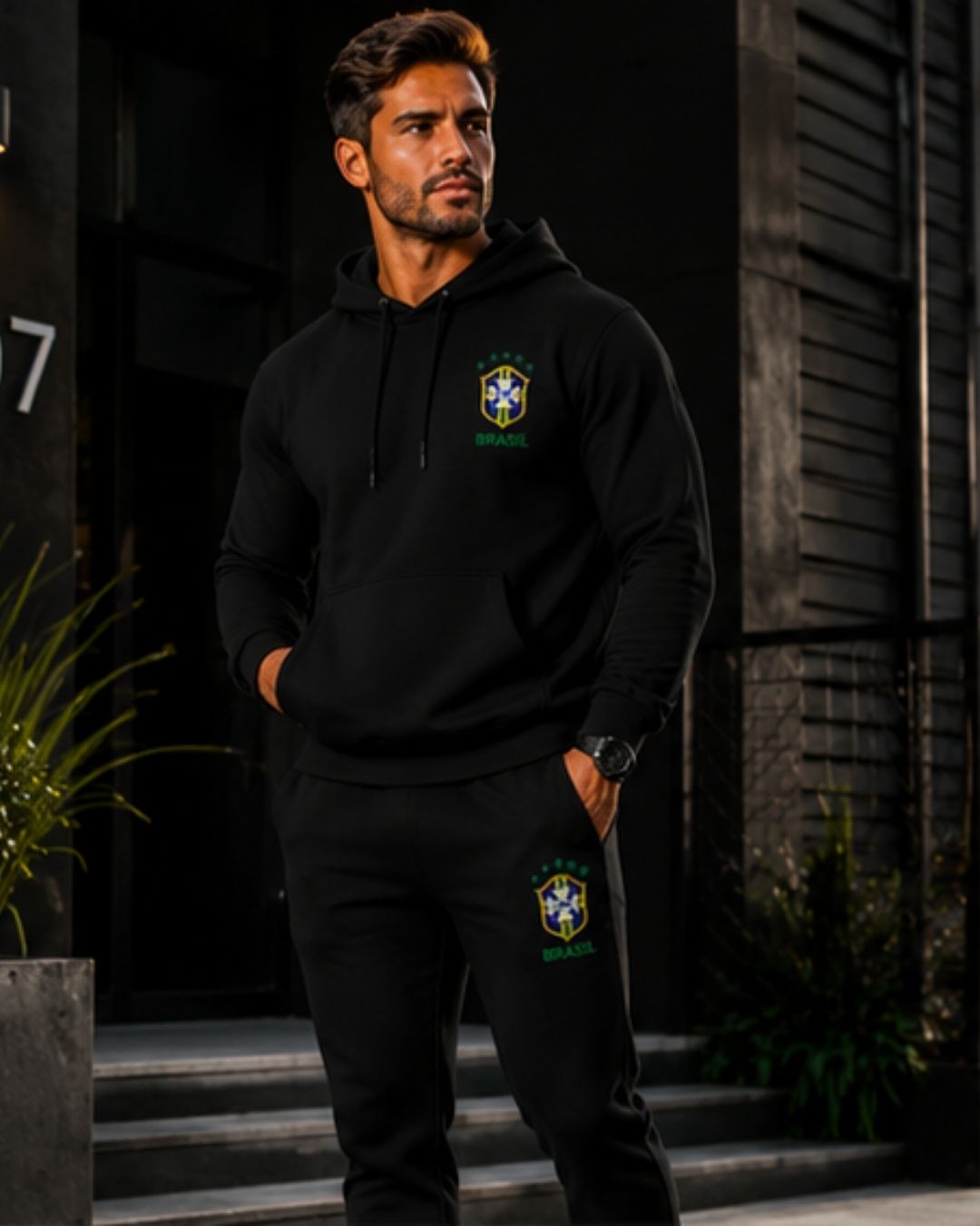 Conjunto Moletom Brasil Cristo Streetwear Masculino